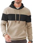 JMIERR Men's Hoodies Waffle Sweatshirt with Pocket Casual Fall Long Sleeve Workout Drawstring Pullover Oversized Retro Wide Sweaters Athletic Sweatshirts Khaki Medium