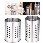 2 PCS Kitchen Utensil Organizer, Kitchen Stainless Steel Cooking Utensil Holder for Organize Drawers, Countertops and Tableware Storage