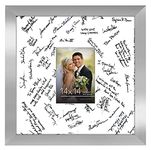 Americanflat 14x14 Silver Wedding Signature Picture Frame Displays 5x7 Photo with Polished Glass