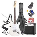 Max GigKit Full Size Electric Guitar Starter Kit inc 40W Combo Amplifier, Digital Tuner, Stand, Gig-Bag, Strap, Foot Rest, Strings, Picks and Cable, White