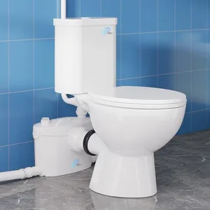 Simple Projec 600w Macerating Toilet System with 4 Water Inltes, Silent & Powerful Upflush Toilet for Basement, Upflow Toilets with Macerator Pump for Bathroom- 2 Piece