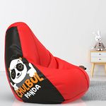 Pi Bean Bags-Bean Bag with Beans Filled XXXXL-for Adults-Printed- Max User Height : 5.5 Ft.-Weight : 80 Kgs-Filled Bean Bags (Design : Chulbul Panda-Red Black)