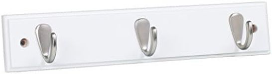 BIRDROCK HOME Modern 3 Hook Coat Rack - Wall Mounted Key Cap & Hat Rack - White Finish - Satin Nickel Hooks