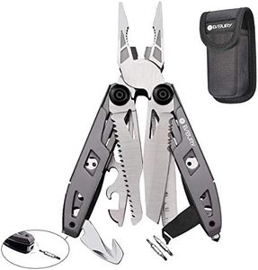 BIBURY Multitool Pliers, 18 in 1 Multi Tool with Titanium-Plated Handle & Safety Hammer, Safety Locking Design Stainless Steel Tool Pocket Knife for Outdoor, Survival, Camping, Hiking, Home Repair