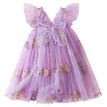 NNJXD Baby Girl Flower Embroidery Tulle Dress Butterfly Toddler Birthday Party Dresses 2109 Purple Size(110) 3-4 Years