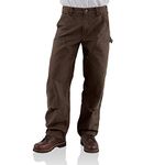 Carhartt Men's Double Front Work Dungaree Washed Duck,Dark Brown,32 x 32