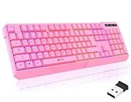 KLIM Chroma Wireless Gaming Keyboard RGB - New Version - Long-Lasting Rechargeable Battery - Quick and Quiet Typing - Water Resistant Backlit Wireless Keyboard for PC PS5 PS4 Xbox One Mac - Pink