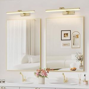 MantoLite LED Bathroom Vanity Wall Light Fixture, Dimmable 10W 41CM Cabinet Picture Lights,Ajustable Gold Indoor Lighting Wall Sconce Hotel Bedside 3000K/4500K/6000K Reading Lamp Display Lamps