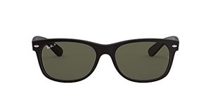 Ray-Ban unisex adult Rb2132 New Wayfarer Polarized Sunglasses, Black Rubber/Polarized Green, 55 mm US