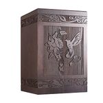 Cremation Memorial Urns for Human Ashes Adult Male Female, Wooden Urns Box and Casket for Ashes Men Women Child, Large Burial Funeral Urns for Ashes, Holds Up to 222 LBS (Hummingbird)