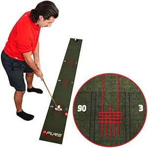 Pure2Improve Perfect Stroke Putting Mat, Green, 275 x 30 cm, Golf Training aid, Putting at Home, Putting Trainer, Putting, Synthetic Grass, True roll Surface.