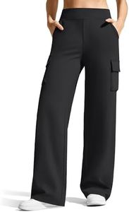 G4Free Yoga Pants for Women Wide Leg Stretchy High Waisted Cargo Pants with 4 Pockets Travel Sweatpants Casual Comfy (Black,XS,Regular)