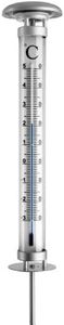 TFA Dostmann Solino Thermomètre de jardin analogique, 12.2057, avec éclairage solaire, résistant aux intempéries, thermomètre pour l'extérieur, argenté