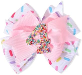 Sprinkle Hair Bow for Girls - Confetti First Birthday Pink Party Decorations, Ice Cream Theme for 1st Birthday (4th Hair Bow)