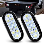 Nilight TL-09 6" Oval White Tail 2PCS 10 LED w/Flush Mount Grommets Plugs IP67 Waterproof Reverse/Back Up Trailer Lights for RV Truck Jeep, 2 Years Warranty