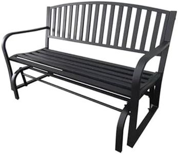 Four Seasons Courtyard Outdoor Patio Bench Glider Backyard Garden, Front Porch, or Walking Path Furniture Seat with Powder Coated Steel Frame, Black