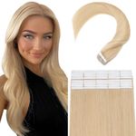 40 PCS Tape in Hair Extensions Human Hair Thick Volume 3g/pcs - 100% Real Natural Remy Hair Skin Weft Extension (#24 Natural Blonde, 18 inches)