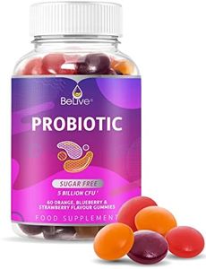 BeLive Probiotic Gummies - Probiotics with 5 Billion CFUs for Digestive Health, Men, Women & Kids - for Immune Support, Sugar Free & Vegan | 60 Ct – Blueberry, Strawberry & Orange (60 Count)