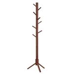 VASAGLE Solid Wood Coat Rack, Free Standing Coat Rack, Tree-Shaped Coat Rack with 8 Hooks, 3 Height Options, for Clothes, Hats, Bags, for Living Room, Bedroom, Home Office, Dark Walnut URCR04WN