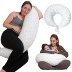 DancesCat Versatile Plus Size Breastfeeding Pillows, Adjustable Breast Feeding Pillow, XXL Nursing Pillow, Baby Feeding Pillow, Maternity Pillow for Side Sleeping with Upgraded Velvet Removable Cover