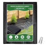 Weed Barrier Landscape Fabric Heavy Duty | 3.2oz | Degradable| Garden Weed Control Mat, Ground Cover for Gardening, Farming with 10pcs Securing Pegs Stakes - Black (3FT x 50 FT - 3.2 OZ - 1 Pack)