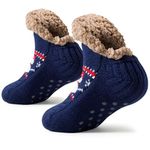 Niorasen Fluffy Slipper Socks for Women, Warm Cosy Bed Socks, Winter Thick Fuzzy Socks Slipper Socks With Grippers, Non Slip One Size Gifts Christmas