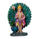 Newven Palani Murugan Showpiece Hindu God Kumaraswamy Idol Decorative Statue Figurine for Home Decor Gifts, Poly Marble 20 X 11 X 27 CM, Multicolour