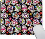 Wasach Mouse Pad Customized Design, Day of The Dead Colorful Vintage Sugar Skull Abstract Seamless Floral Vector Background