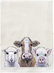 Farm Animal Tea Towel - Cute Farm Animal Flour Sack Towel Pig Cow Sheep- Farm animal Kitchen Towel - Farm animal Lover Gifts - Farm animal gifts for mom - Handmade - Farmhouse Kitchen Decor - Pig