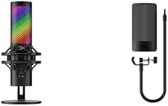 Bundle of HyperX QuadCast 2 S – USB Microphone, with RGB Lighting, with On-Board Controls, LED Lighting, Removable Shock Mount, PC, Mac, USB-C - Black + HyperX Shield Microphone Pop Filter