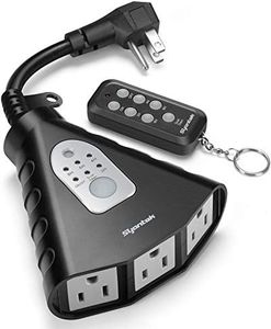 Syantek Outdoor Light Timer, Outdoor Wireless Outlet, Waterproof Plug in Timer Switch, 100 ft Range Remote Control with 3 Ground Outlets or Outdoor Holiday Decorations Lights, FCC Certified