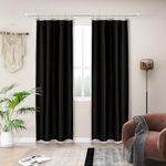 Melodieux 100% Blackout Curtain Liners for 63 Inch Length Curtains, Cold Heat Blocking Thermal Insulated Lining for Sheer Drapes, Off White/Black, 40 by 58 Inch, 2 Panels, Rings Included