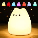 GLOWSERIES Kitty Night Lamp for Kids, Cat Night Lamp, 7 Color Cute Silicone Lamp, Room Decor, USB Rechargeable, Cute Silicone Cat lamp LED Multicolor Gifts for Baby, Children, Teen Girls