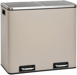 SVITA TM2X24 Treteimer 48 Liter Abfalleimer 2 x 24 Liter Mülleimer Küche Design Mülltrennung Papierkorb Küchen-Ordnung Trennsystem Mülltrennsystem 2 Fächer Treteimer Softclose-Deckel Stahl Taupe