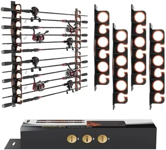 KastKing SafeGuard Fishing Rod Holder for Garage, Wall or Ceiling Mounted Fishing Rod Rack Storage Organizer, Fishing Pole Holder Holds 12 Rods or Combos in Less Than 36 Inches