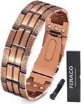 Feraco Copper Bracelet for Men 3X Strength,Magnetic Therapy Bracelet Copper Jewelry with Powerful 3800 Gauss Magnets, 9.25 inches, Metal