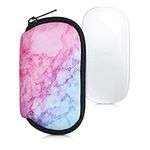 kwmobile Neoprene Case Compatible with Apple Magic Mouse 1/2 - Case Bag - Marble Light Blue/Violet/Dark Pink