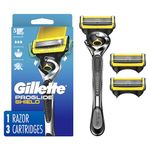 Fusion Gillette Proshield Mens Razor Handle + 3 Blade Refills