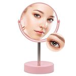 Livzing Metal Tabletop Double Side Pedestal Removable Handle Shaving Makeup Vanity Mirror - 360 Degree - 5X Magnification - Color May Vary (Round,Framed)