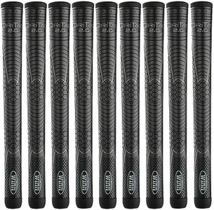 Winn Grips 72DT-JBK Dri-Tac 2.0 series Advance Polymer Technology, 9 Piece Golf Grip Bundle-Oversize (+1/18""), Jet Black Gray