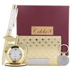 Celebr8 Men's Gift Set | Premium Pen, Card Holder, Clock, Keychain | Men Wallet Slim | Gifting on Birthday, Anniversary, Corporate Diwali Gifts | Gift Hamper for Diwali | Luxury Diwali Combo Gift Pack