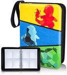 CLOVERCAT 4 Pocket Waterproof Trading Card Binder, Trading Album Display Holder, Expandable,400 Double Sided Pocket Album,Compatible with Gaming Card (4 Pocket, 400 Cards, Starter Design, Multi-Color)