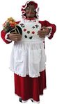 Fraser Hill Farm 3-ft. African American Mrs. Claus Animatronic with Apron and Gift Sack, Indoor Animated Holiday Home Decor, Moving Christmas Decoration with Music