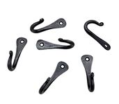 Hand Forged Metal Wall Hook Set of 6 Pcs Wrought Iron Handmade Hook for Plant & Mug Farmhouse Coat Hook Rack Heavy Duty Kitchen Utensils Hook Rack