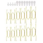 12 Pack Wall Plate Hangers Invisible Stainless Steel Spring Style Plate Holder Decorative Wire Plate Hangers Holders Plate Hangers for Wall Brass Coated and 12 Pack Wall Hooks (6/8/10 Inch)