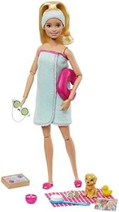 Barbie Bienestar día en el SPA, muñeca Rubia con Accesorios, Regalo para niñas y niños 3-9 años (Mattel GJG55)