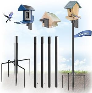 Onlyfly Bird Feeder Pole Stand – 104 Inch Height Feeding Station with 1-Inch Dia Heavy Duty for Suet Feeders, Bird House Pole Mount Kit for Outdoor, Slip-Fit Connection