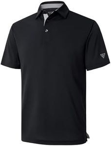 Mens Golf Shirt Short Sleeve Moisture Wicking Dry Fit Performance Solid Casual Pique Golf Polo Shirts for Men, Black, X-Large