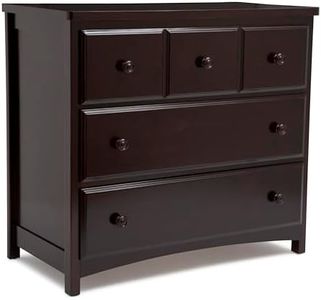 Delta Children 3 Drawer Dresser with Interlocking Drawers, Dark Chocolate