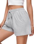 Jezonga Women's Running Shorts Casual Gym Walking Workout Hiking Jogging Lounge Sweat Summer High Waisted with Pockets（Grey，L）